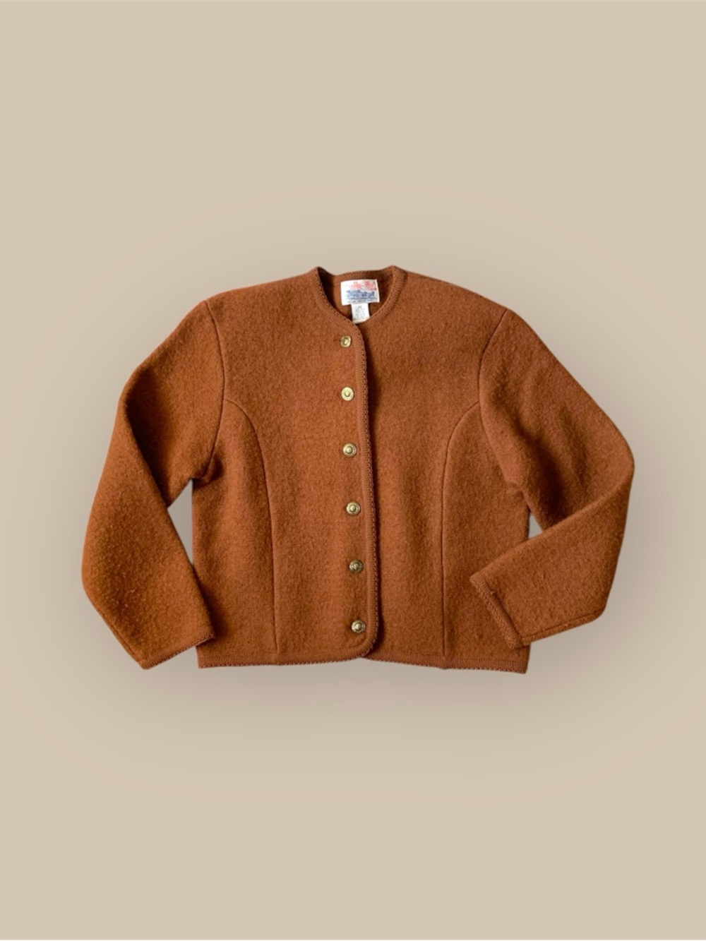 Vintage Tally Ho Rust Brown Wool Button up cardigan